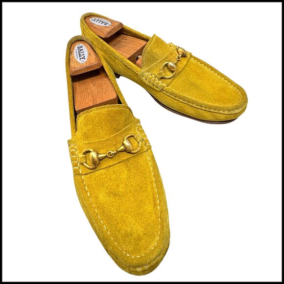 Retro Charles Jourdan Monseiur Galliano Yellow Suede Horsebit Loafers - Picture 8 of 10